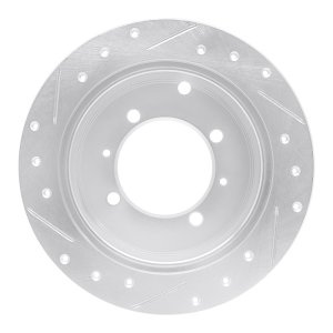 Dodge COLT Brake Rotor (1) - Rear Right - R1 Concepts - Drilled & Slotted - Silver - `92-`04